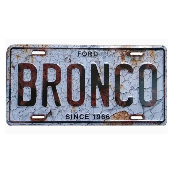 Ford Bronco Metal License Plate Sign – “Since 1966” Rustic Tin Tag – 12x6 – USA - Picture 1 of 2